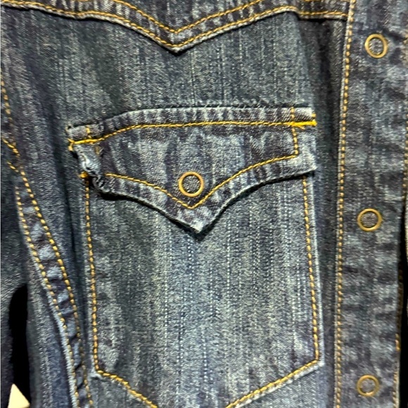 👕💙 Vintage ROOTS Authentic Demin Jean Shirt with Push Buttons - size XL👕💙 - Picture 7 of 16
